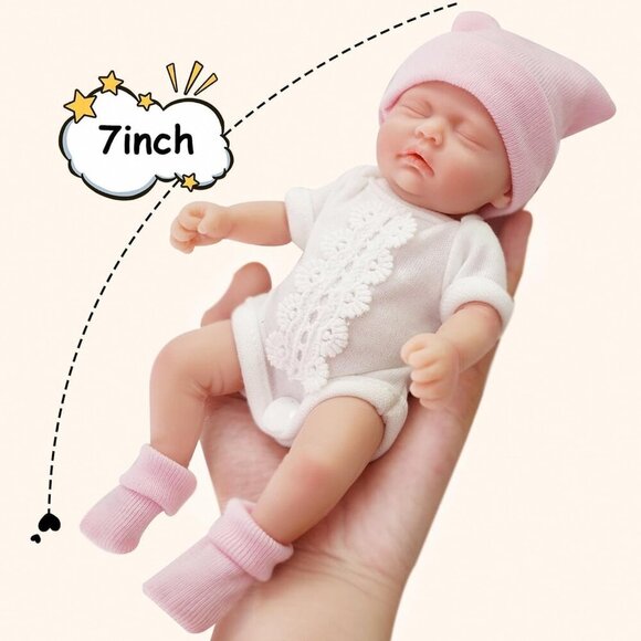 🆕7 Inch Silicone Girl Full Body Realistic  Doll Newborn  Reborn Baby   Doll - Picture 5 of 5